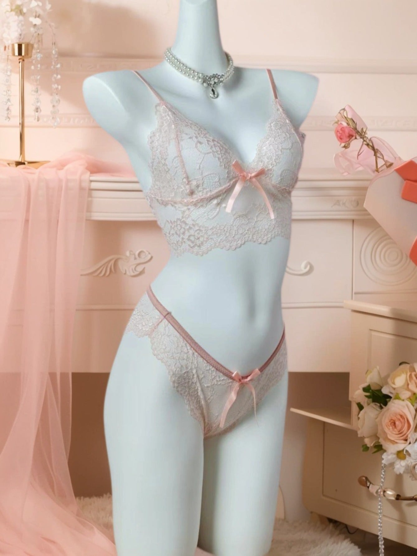 Nuisette d'allaitement rose empiècement dentelle - Mille et une Nuisette Nuisette d'allaitement rose empiècement dentelle - Mille et une Nuisette