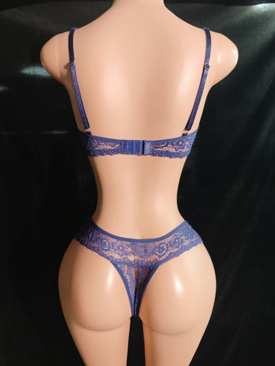Ensemble Lingerie Dentelle Bleu