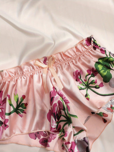 Ensemble Shorty Satin Pourpre Dentelle