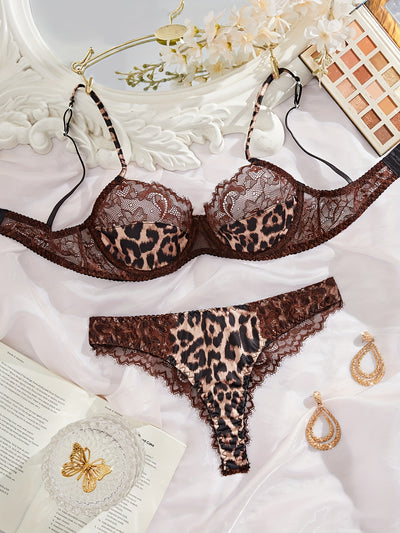 Ensemble String Léopard Dentelle