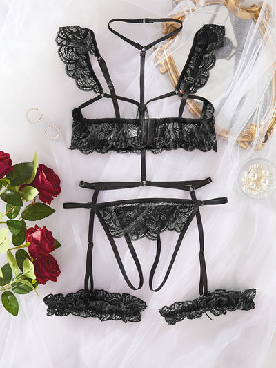 Ensemble de Lingerie en Dentelle avec Jarretières