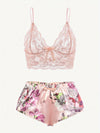Ensemble Shorty Satin Pourpre Dentelle