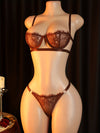 Ensemble Lingerie Dentelle Marron