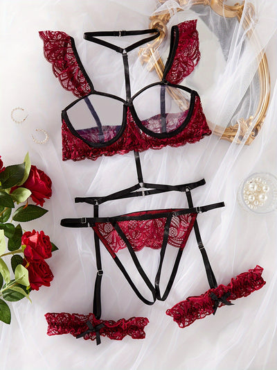 Ensemble de Lingerie en Dentelle avec Jarretières
