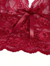Ensemble Shorty Satin Pourpre Dentelle