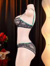 Dessous Féminin Vert Canard & Dentelle Noir