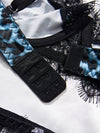 Ensemble String Dentelle Léopard Bleu