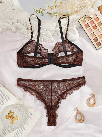 Ensemble String Léopard Dentelle