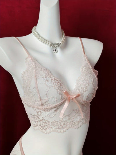 Ensemble Lingerie Dentelle Rose Pâle