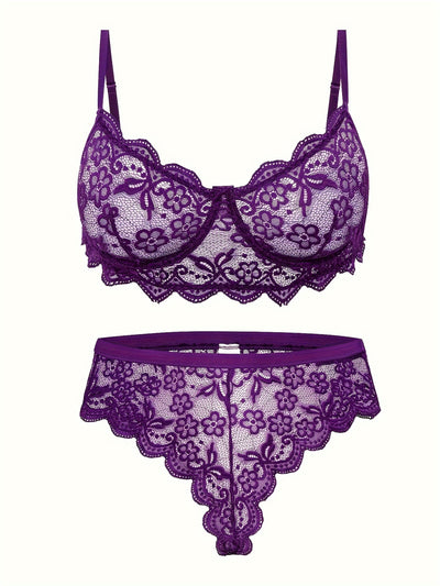 Ensemble Lingerie Violet en Dentelle