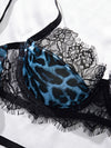 Ensemble String Dentelle Léopard Bleu