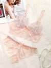 Ensemble Lingerie Dentelle Rose Pâle