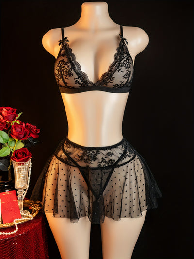 Ensemble Lingerie Sexy Jupe et Haut Dentelle