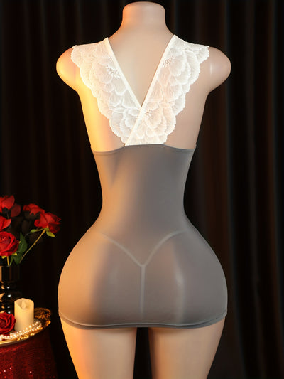 Nuisette Dentelle Moulante Grise