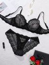 Ensemble Soutien-Gorge en Dentelle Transparent Grande Taille