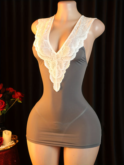Nuisette Dentelle Moulante Grise