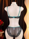Dessous Féminin Vert Canard & Dentelle Noir