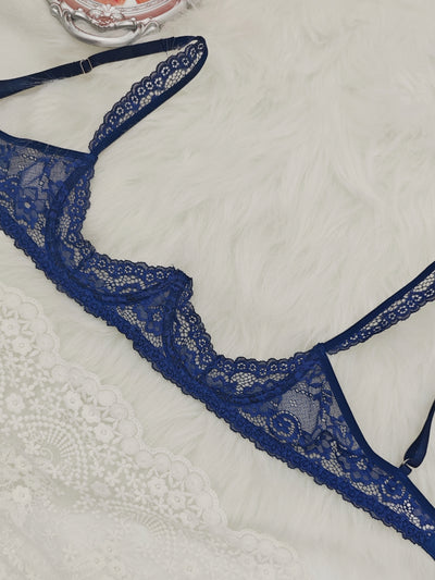 Ensemble Lingerie Dentelle Bleu