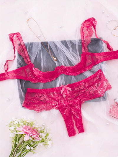 Ensemble Lingerie en Dentelle Entrejambe Ouverte