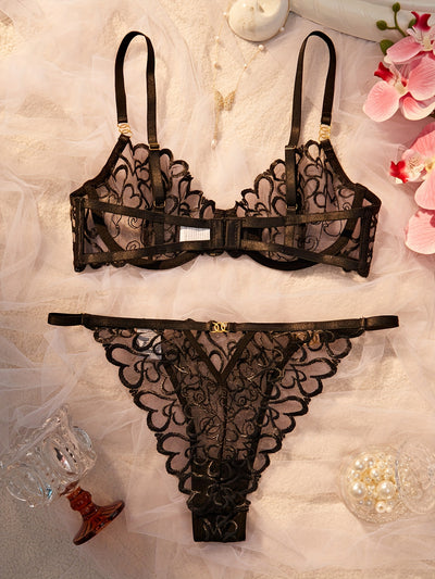 Ensemble de Lingerie Transparent en Dentelle