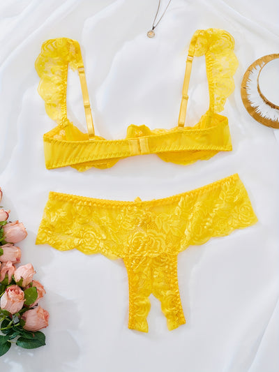 Ensemble Lingerie en Dentelle Entrejambe Ouverte