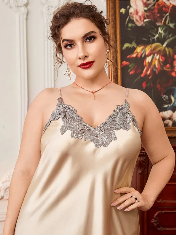 Nuisette longue grande taille satin hotsell