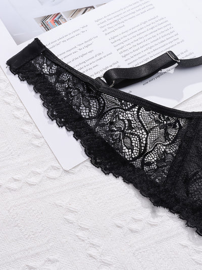 Ensemble Soutien-Gorge en Dentelle Transparent Grande Taille