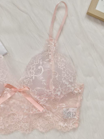 Ensemble Lingerie Dentelle Rose Pâle