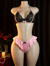 Ensemble Lingerie Dentelle Rose Bonbon