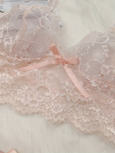 Ensemble Lingerie Dentelle Rose Pâle