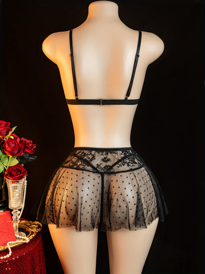Ensemble Lingerie Sexy Jupe et Haut Dentelle