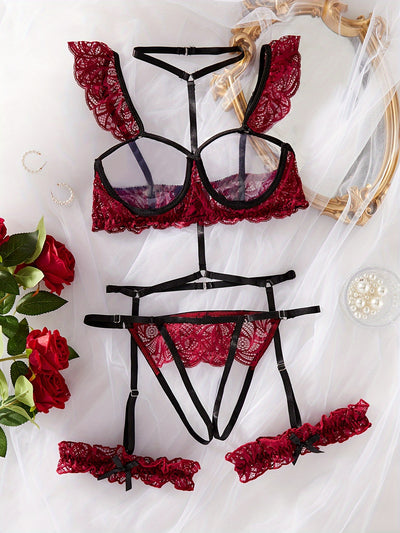 Ensemble de Lingerie en Dentelle avec Jarretières