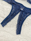 Ensemble Lingerie Dentelle Bleu