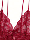 Ensemble Shorty Satin Pourpre Dentelle