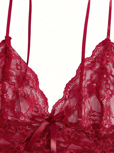 Ensemble Shorty Satin Pourpre Dentelle