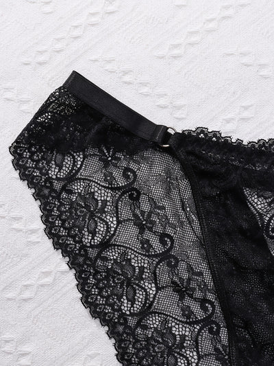 Ensemble Soutien-Gorge en Dentelle Transparent Grande Taille