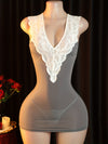 Nuisette Dentelle Moulante Grise
