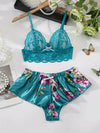 Ensemble Shorty Satin Pourpre Dentelle