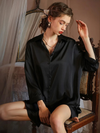 Chemise de Nuit en Satin Noir Ultra