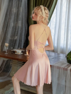 Nuisette Rose en Satin & Dentelle