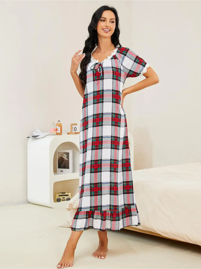 Nuisette Longue à Carreaux