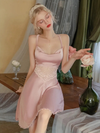 Nuisette Rose en Satin & Dentelle