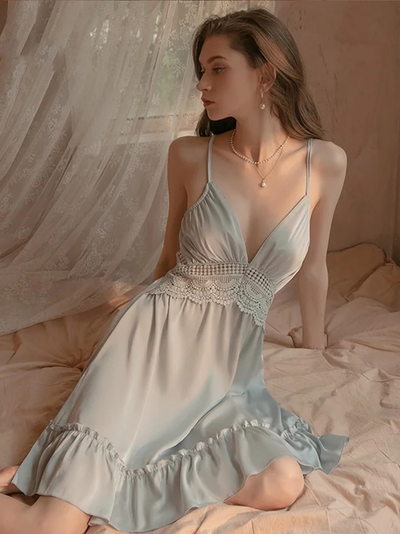 Nuisette en Dentelle Effet Broderie Anglaise