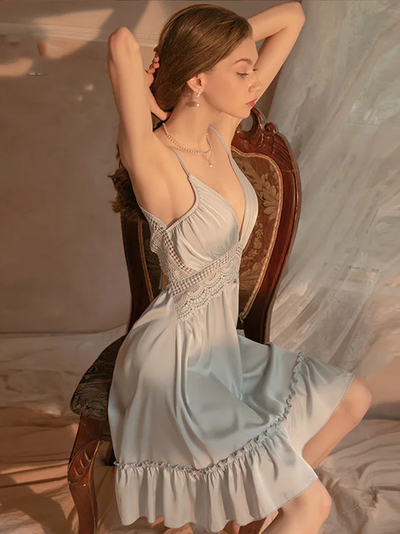 Nuisette en Dentelle Effet Broderie Anglaise