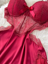 Nuisette en Satin avec Corset en Dentelle