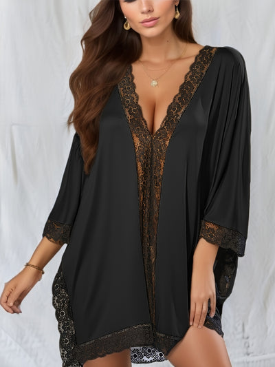 Chemise de Nuit Grande Taille à Manches Longues