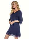 Chemise de Nuit Romantique Bleu Marine