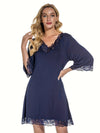 Chemise de Nuit Romantique Bleu Marine