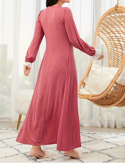 Chemise de Nuit à Manches Longues avec Noeuds