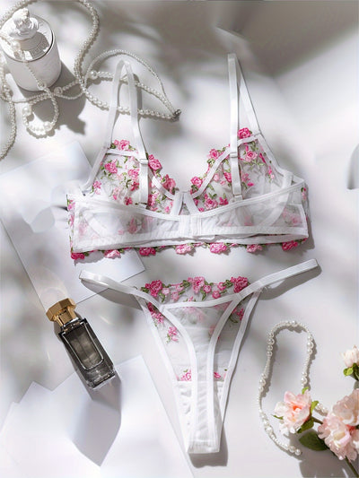Lingerie Coquine Transparente à Fleurs